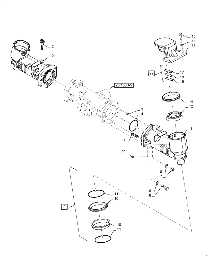 Схема запчастей Case IH FARMALL 45C - (25.100.AD) - SPINDLE, FRONT AXLE (25) - FRONT AXLE SYSTEM