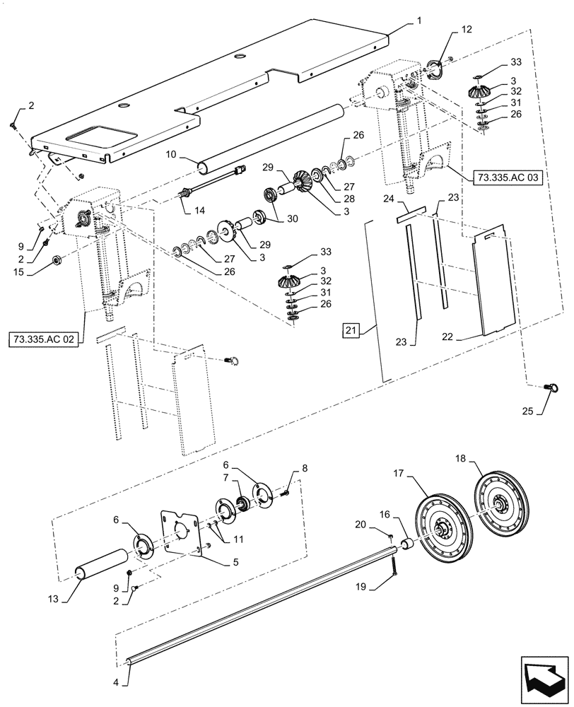 Схема запчастей Case IH 5088 - (73.335.AC[01]) - SPREADER DRIVE (73) - RESIDUE HANDLING