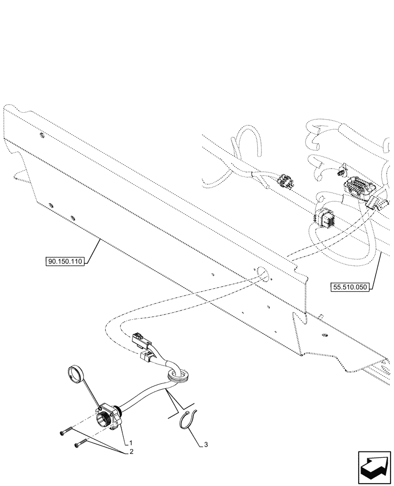 Схема запчастей Case IH OPTUM 300 CVT - (55.510.130) - WIRE HARNESS & IMPLEMENT SOCKET, NA (55) - ELECTRICAL SYSTEMS