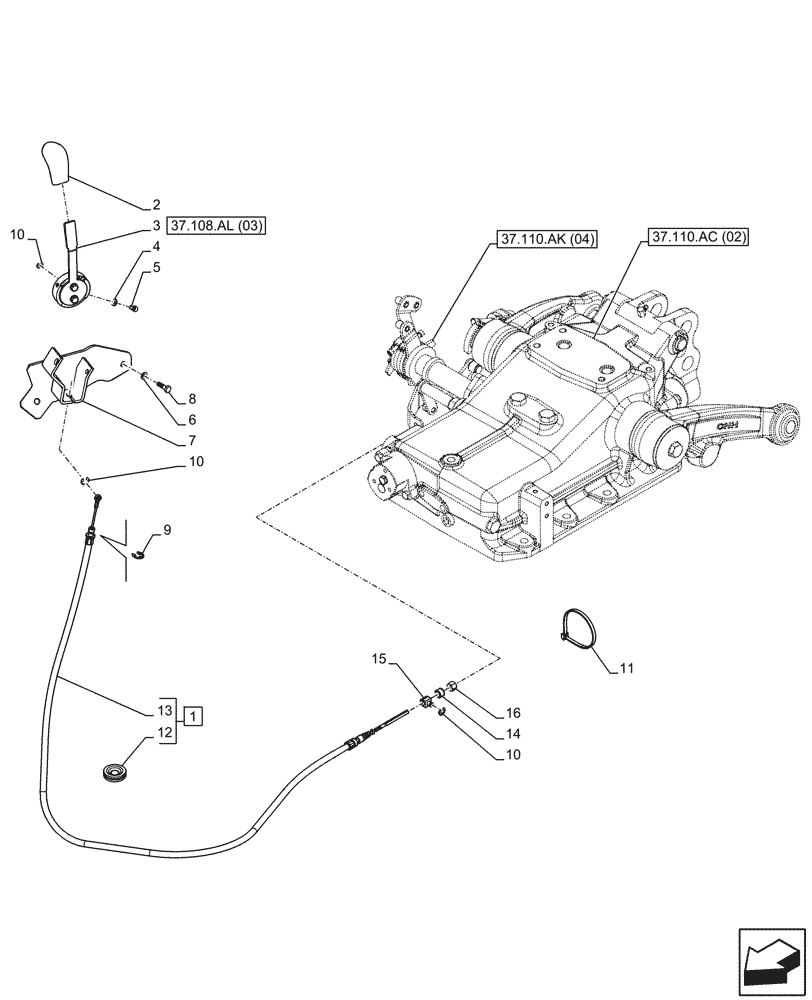 Схема запчастей Case IH FARMALL 75C - (37.108.AL[01]) - VAR - 743595, 743596 - LIFT-O-MATIC, CONTROL LEVER, CAB (37) - HITCHES, DRAWBARS & IMPLEMENT COUPLINGS