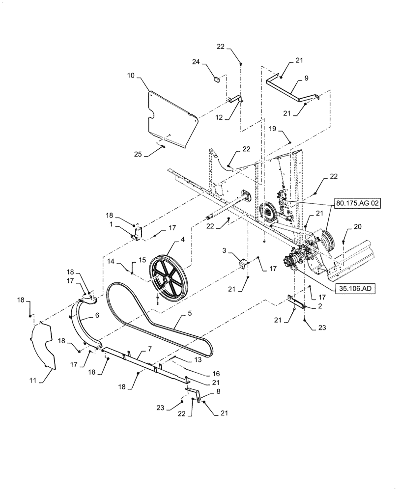Схема запчастей Case IH 5088 - (80.175.AG[01]) - UNLOADER DRIVER, BELT (80) - CROP STORAGE/UNLOADING