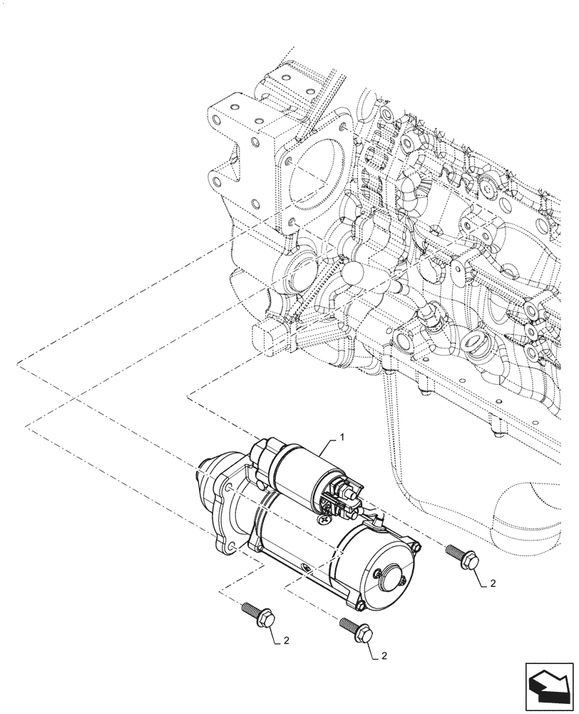 Схема запчастей Case IH MAGNUM 180 - (55.201.AE) - STARTER MOTOR, MOUNTING (55) - ELECTRICAL SYSTEMS