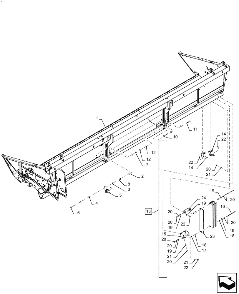 Схема запчастей Case IH 2060-17 - (58.130.AJ) - FRAME, HEADER,17FT (58) - ATTACHMENTS/HEADERS