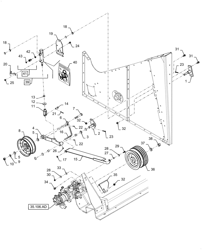 Схема запчастей Case IH 6088 - (80.175.AG[02]) - UNLOADER DRIVER, PULLEY & TENSIONER (80) - CROP STORAGE/UNLOADING