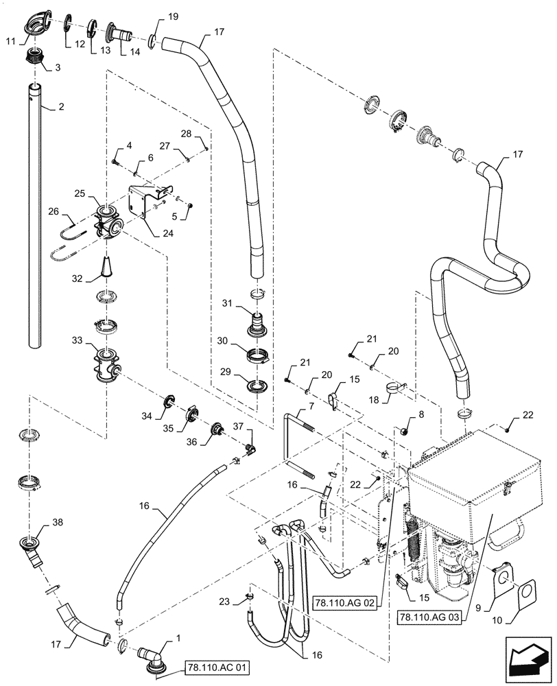 Схема запчастей Case IH PATRIOT 2250 - (78.110.AG[01]) - CHEMICAL EDUCTOR ASSY, ASN YGT042518 (78) - SPRAYING