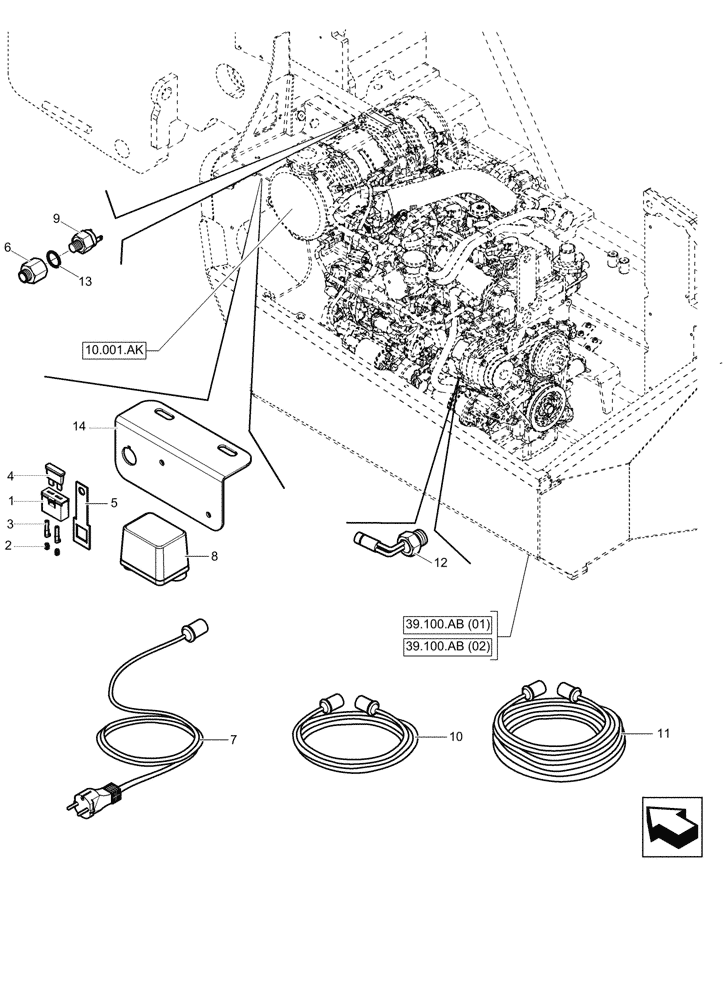 Схема запчастей Case IH FARMLIFT 525 - (55.202.AE) - VAR - 749361 - HEATER (55) - ELECTRICAL SYSTEMS