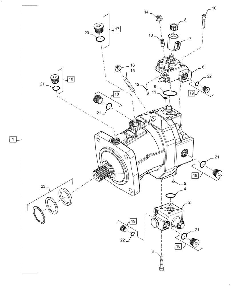 Схема запчастей Case IH 5140 - (29.218.AH[03]) - VAR - 425442, 425443 - HYDROSTATIC MOTOR, VARIABLE SPEED, 150CC TO 0CC (29) - HYDROSTATIC DRIVE