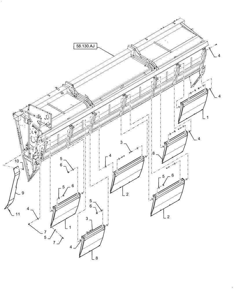 Схема запчастей Case IH 2060-20 - (58.130.AQ) - SKID PLATE, 20FT (58) - ATTACHMENTS/HEADERS