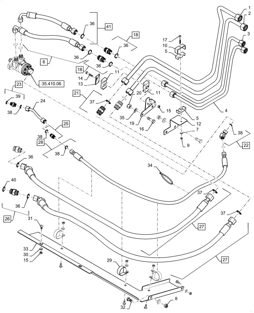 Схема запчастей Case IH 3152 - (35.410.08[01]) - HYDRAULIC SYSTEM, RIGID DRAPER (AUSTRALIA ONLY) (35) - HYDRAULIC SYSTEMS