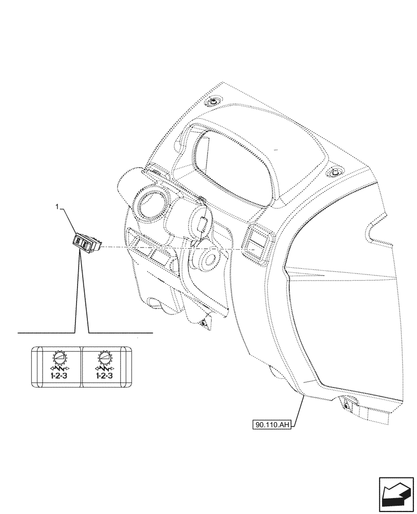 Схема запчастей Case IH FARMALL 95C - (55.513.BD) - VAR - 334187, 334190, 392315 - CONTROL, SWITCH, HI-LO, W/O CAB (55) - ELECTRICAL SYSTEMS