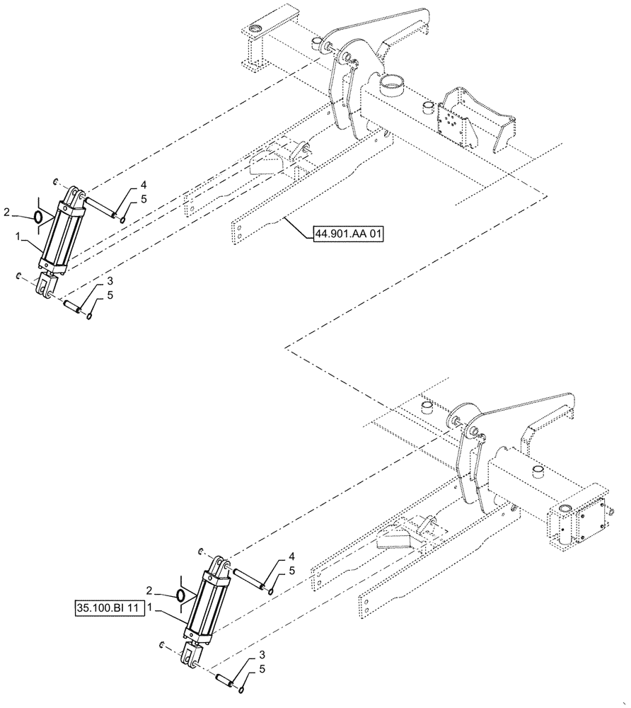 Схема запчастей Case IH 1255 - (35.162.AB[02]) - 12 ROW 30" SPACING WING WHEEL CYLINDERS (35) - HYDRAULIC SYSTEMS