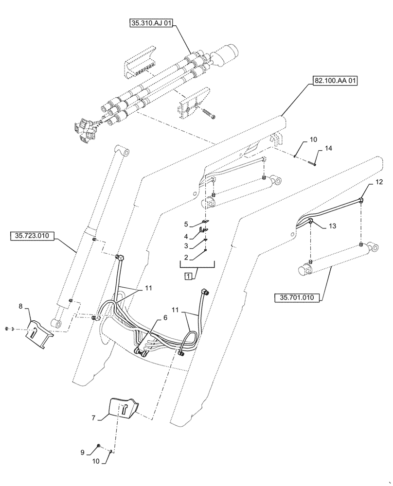 Схема запчастей Case IH LX720 - (35.100.010) - LOADER ARM HYDRAULICS - MSL (35) - HYDRAULIC SYSTEMS