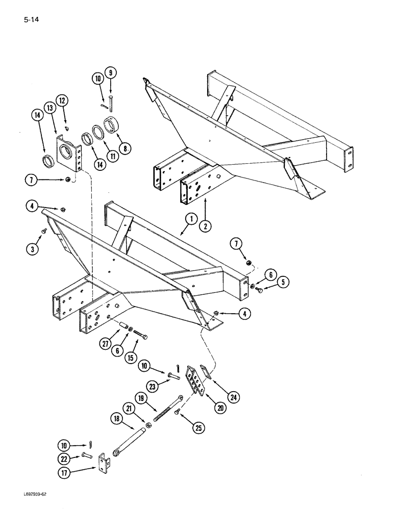 Схема запчастей Case IH 1680 - (5-014) - STEERING AXLE SUPPORT, ADJUSTABLE AXLE (04) - STEERING