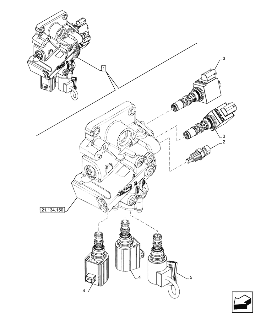 Схема запчастей Case IH FARMALL 90V - (55.024.250) - VAR - 759007 - POWERSHUTTLE, TRANSMISSION CONTROL VALVE, SOLENOID, HI-LO, W/O PARKING LOCK, CREEPER (55) - ELECTRICAL SYSTEMS