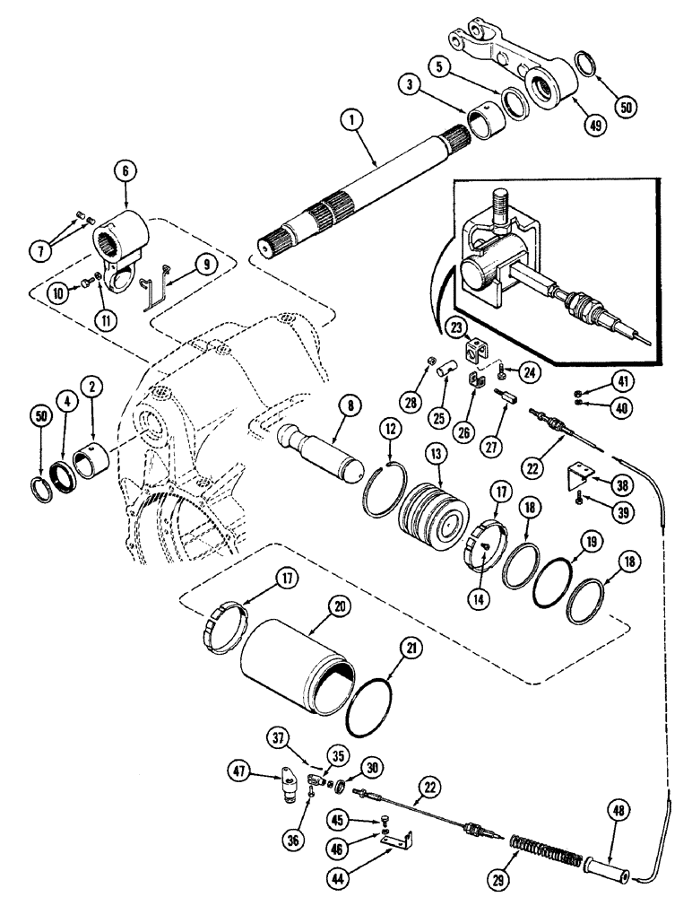 Схема запчастей Case IH 2090 - (8-466) - HITCH ROCKSHAFT AND PISTON, TRANSMISSION SERIAL NUMBER 10132155 AND AFTER (08) - HYDRAULICS