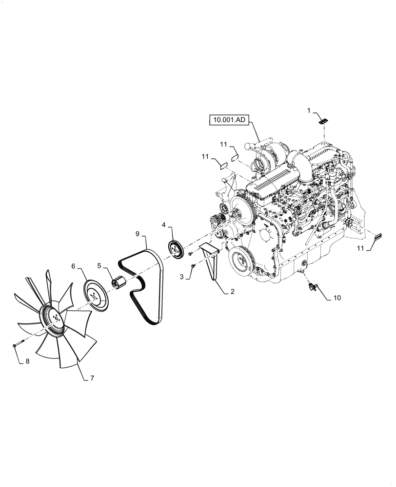 Схема запчастей Case IH 5088 - (10.414.AC) - FAN DRIVE (10) - ENGINE