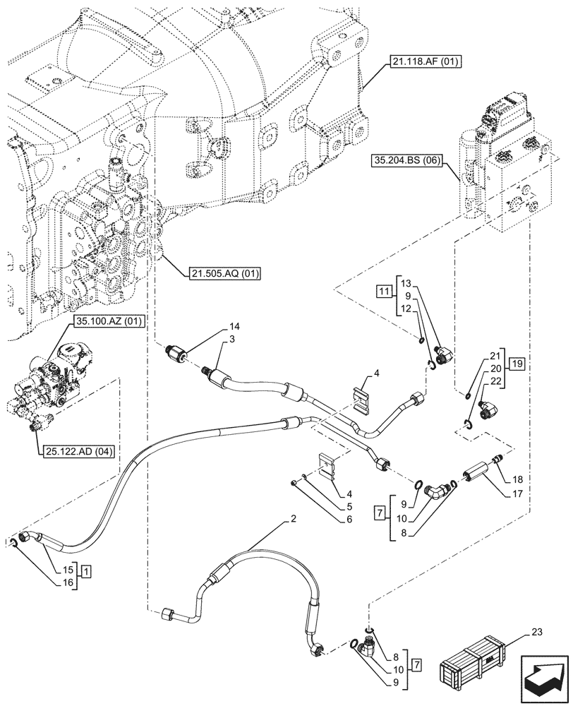 Схема запчастей Case IH MAXXUM 115 - (35.204.BX[06A]) - VAR - 743690, 758354 - 3 MID-MOUNT CONTROL VALVES, ELECTRICAL, LINE - BEGIN YR 15-JAN-2016 (35) - HYDRAULIC SYSTEMS