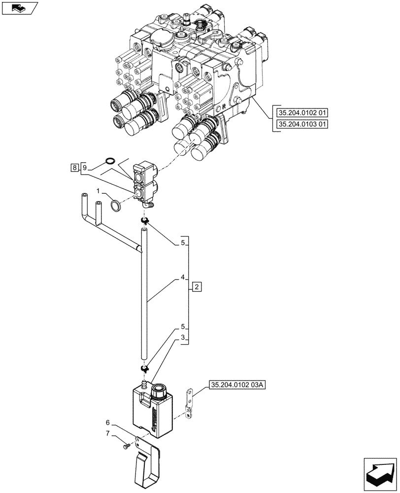 Схема запчастей Case IH PUMA 185 - (35.204.0102[04]) - 4 REMOTE CONTROL VALVES, RESERVOIR (VAR.743824-743827 / 743668) (35) - HYDRAULIC SYSTEMS