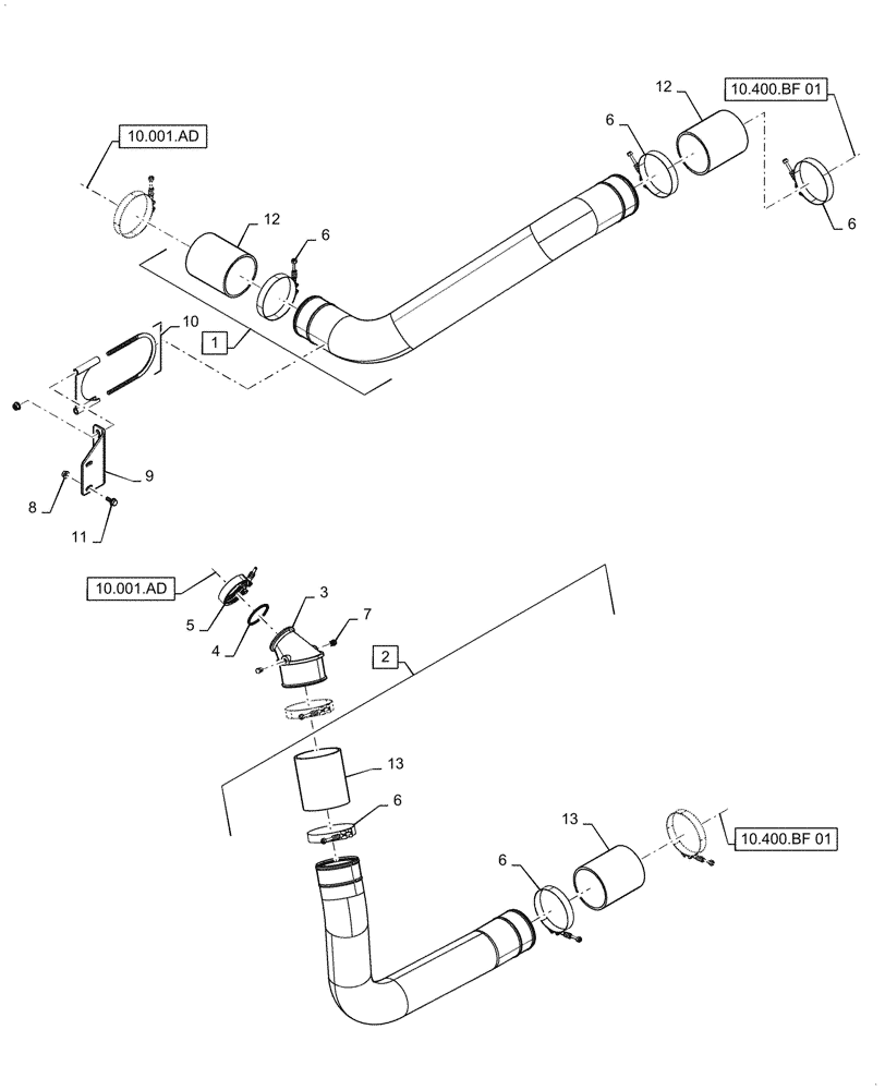 Схема запчастей Case IH 6088 - (10.250.AJ) - CAC HOSE (10) - ENGINE