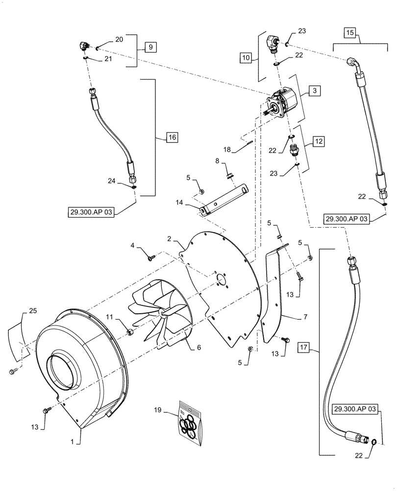 Схема запчастей Case IH 5088 - (10.419.AE) - FAN SCREEN MOTOR (10) - ENGINE