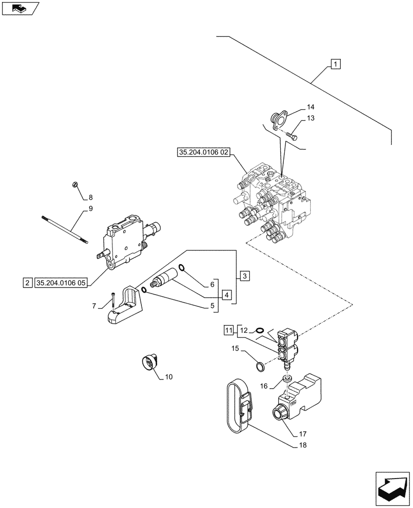 Схема запчастей Case IH PUMA 185 - (88.035.05[02]) - DIA KIT - MECHANICAL REAR REMOTES - CONTROL VALVE - C7411 (88) - ACCESSORIES