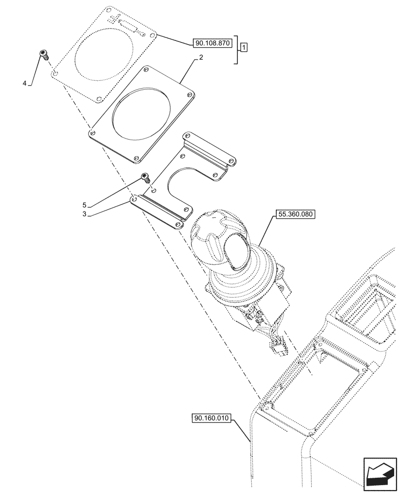 Схема запчастей Case IH FARMALL 100V - (90.160.350) - VAR - 759022, 759023, 759024 - CAB JOYSTICK, CAB (90) - PLATFORM, CAB, BODYWORK AND DECALS