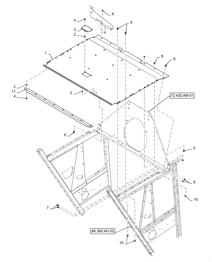 Схема запчастей Case IH 7088 - (66.360.AH[04]) - SEPARATOR TOP SHEET (66) - THRESHING