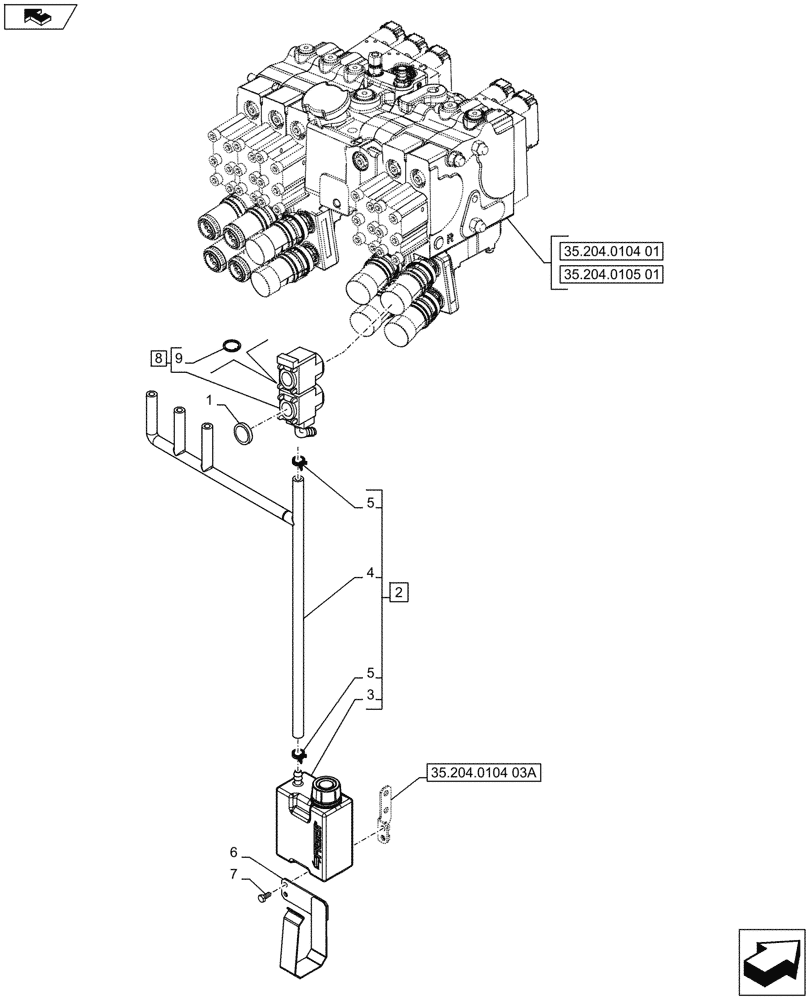 Схема запчастей Case IH PUMA 185 - (35.204.0104[04]) - 5 REMOTE CONTROL VALVES, RESERVOIR (VAR.743825-743828 / 743669) (35) - HYDRAULIC SYSTEMS