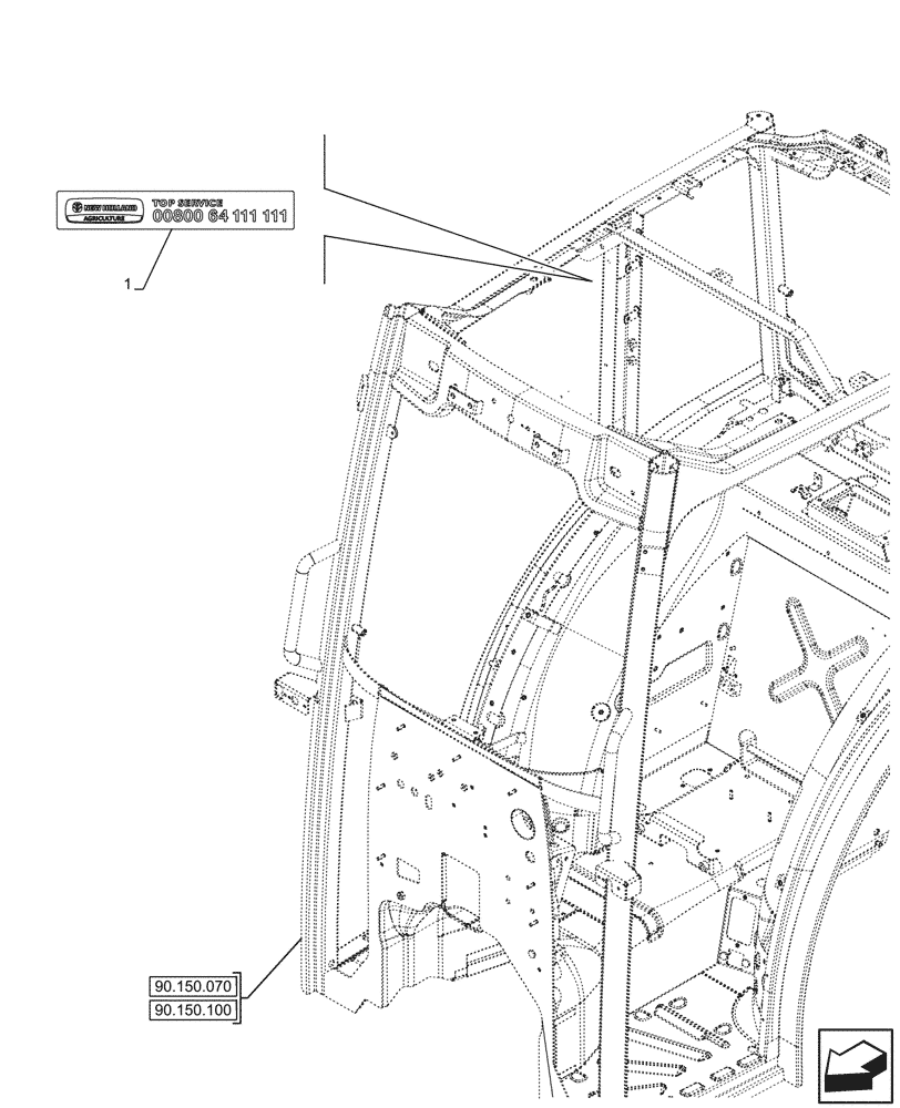 Схема запчастей Case IH FARMALL 110N - (90.108.035) - TOP SERVICE, DECAL (90) - PLATFORM, CAB, BODYWORK AND DECALS