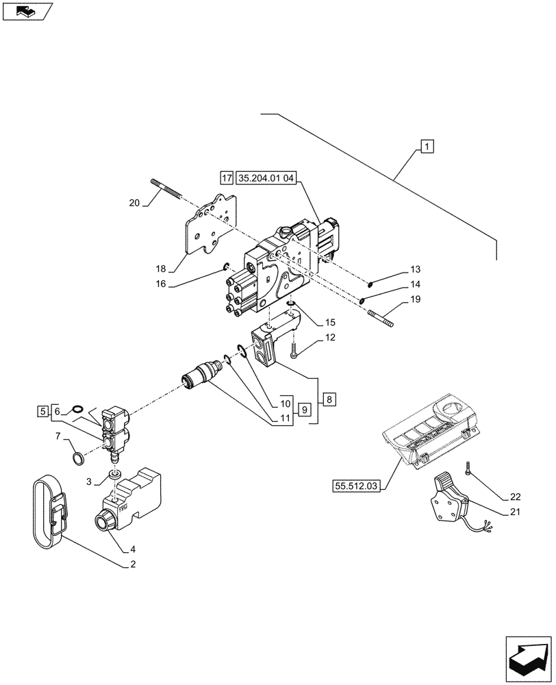 Схема запчастей Case IH PUMA 215 - (88.035.04[01]) - DIA KIT - REAR ELECTRONIC REMOTE CONTROL VALVE - C7411 (88) - ACCESSORIES