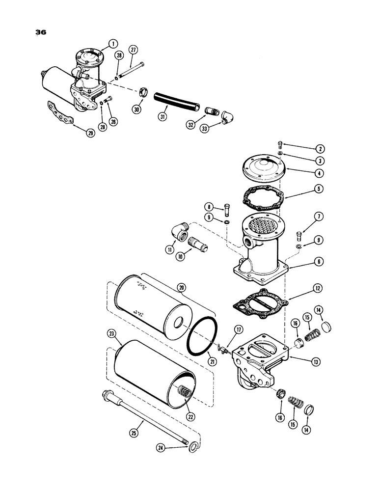 Схема запчастей Case IH 1200 - (036) - OIL COOLER AND FILTER, (451) DIESEL ENGINE (02) - ENGINE