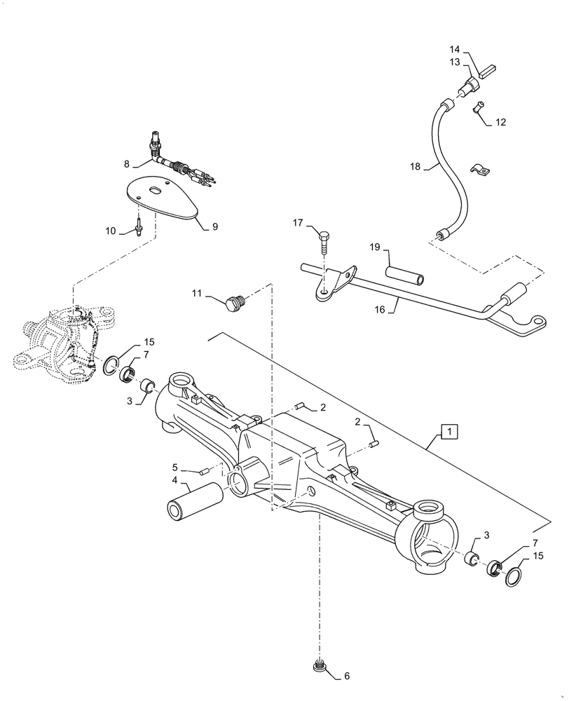 Схема запчастей Case IH PUMA1804 - (25.100.AD[01]) - FRONT AXLE HOUSING (25) - FRONT AXLE SYSTEM