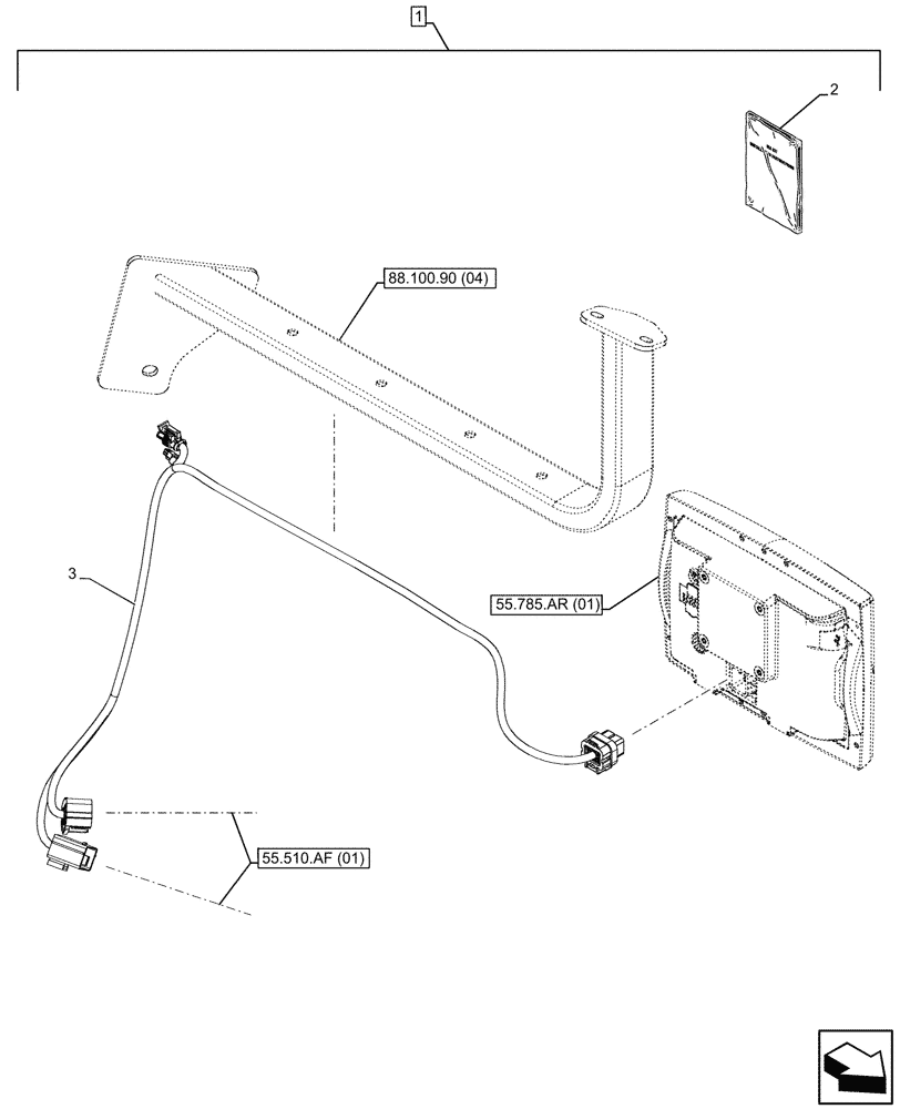 Схема запчастей Case IH MAXXUM 135 - (88.100.55[05]) - DIA KIT, BRACKET MONITOR EQUIPMENT (88) - ACCESSORIES