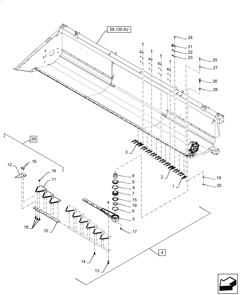 Схема запчастей Case IH 2060-20 - (58.110.BD[01]) - CUTTERBAR, 20FT (58) - ATTACHMENTS/HEADERS