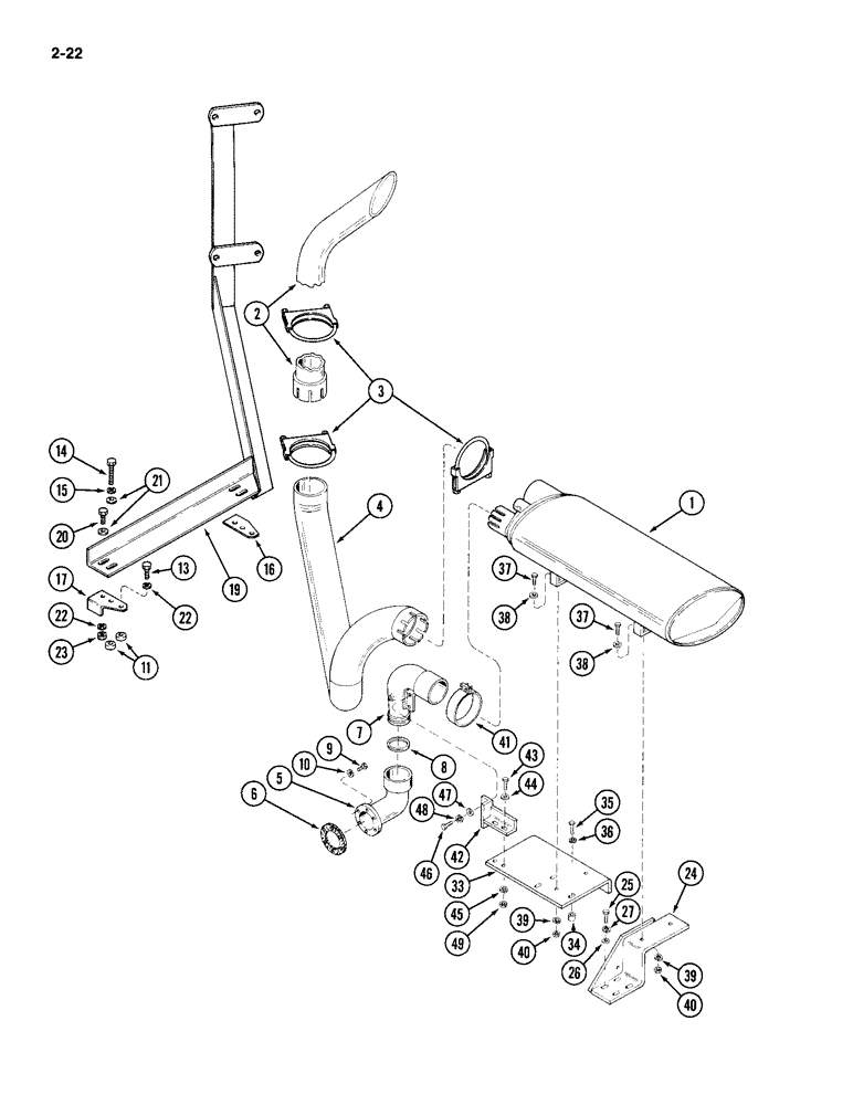 Схема запчастей Case IH 4994 - (2-22) - EXHAUST MANIFOLD, 866 CUBIC INCH DIESEL ENGINE (02) - ENGINE