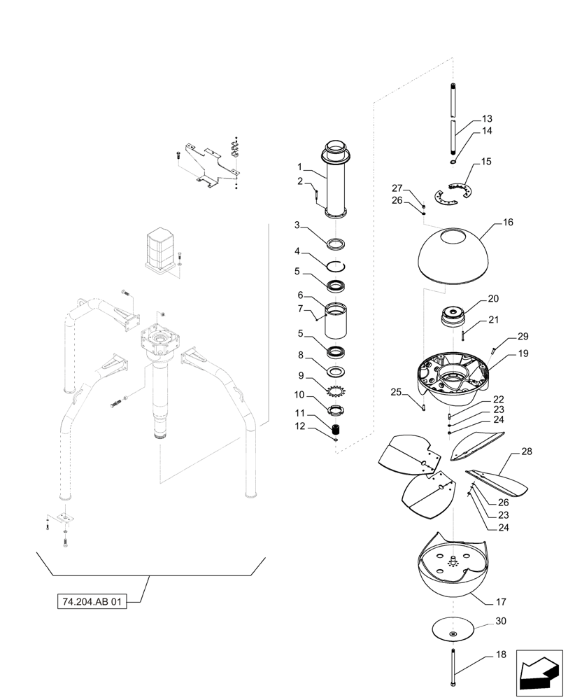 Схема запчастей Case IH A8800 - (74.204.AB[03]) - PRIMARY EXTRACTOR FAN (74) - CLEANING