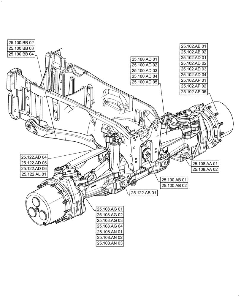 Схема запчастей Case IH MAGNUM 280 - (25.000.00) - SECTION INDEX - FRONT AXLE SYSTEM (25) - FRONT AXLE SYSTEM