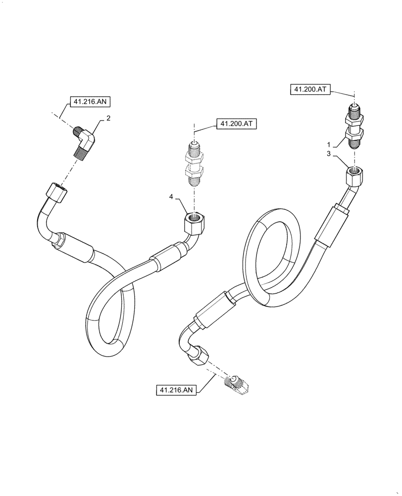 Схема запчастей Case IH FARMALL 55C - (41.200.AO) - HOSE ASSY., HYDRAULIC STEERING (41) - STEERING