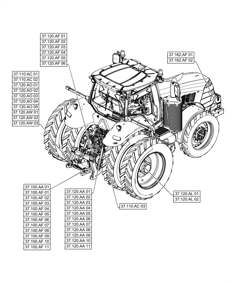 Схема запчастей Case IH MAGNUM 2654 - (37.000.00) - SECTION INDEX - HITCHES, DRAWBARS AND IMPLEMENT COUPLINGS (37) - HITCHES, DRAWBARS & IMPLEMENT COUPLINGS
