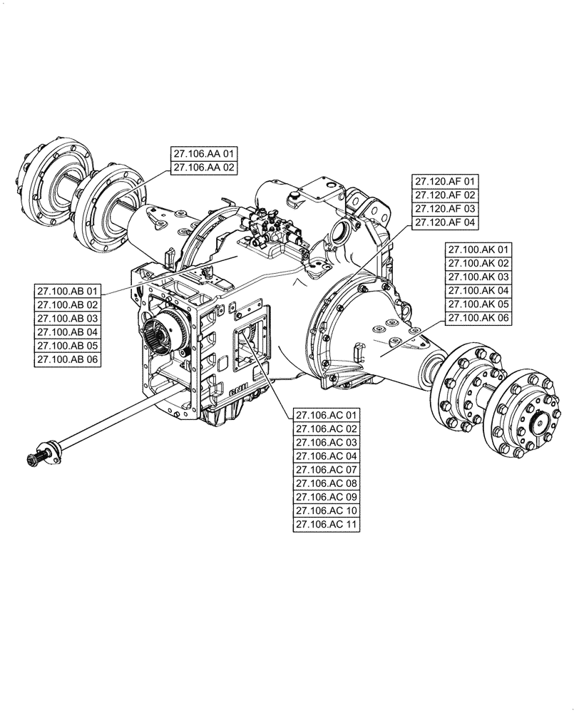 Схема запчастей Case IH MAGNUM 250 - (00.000.27) - PICTORIAL INDEX - REAR AXLE SYSTEM (00) - GENERAL & PICTORIAL INDEX