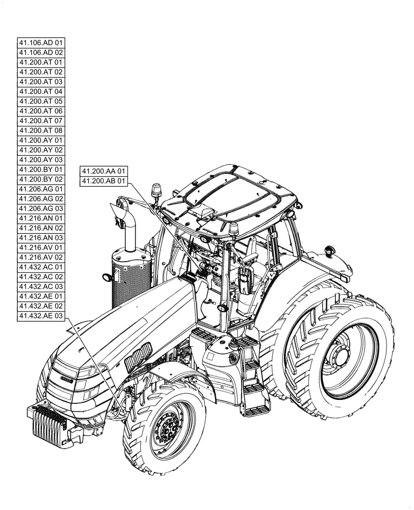 Схема запчастей Case IH MAGNUM 250 - (00.000.41) - PICTORIAL INDEX - STEERING (00) - GENERAL & PICTORIAL INDEX
