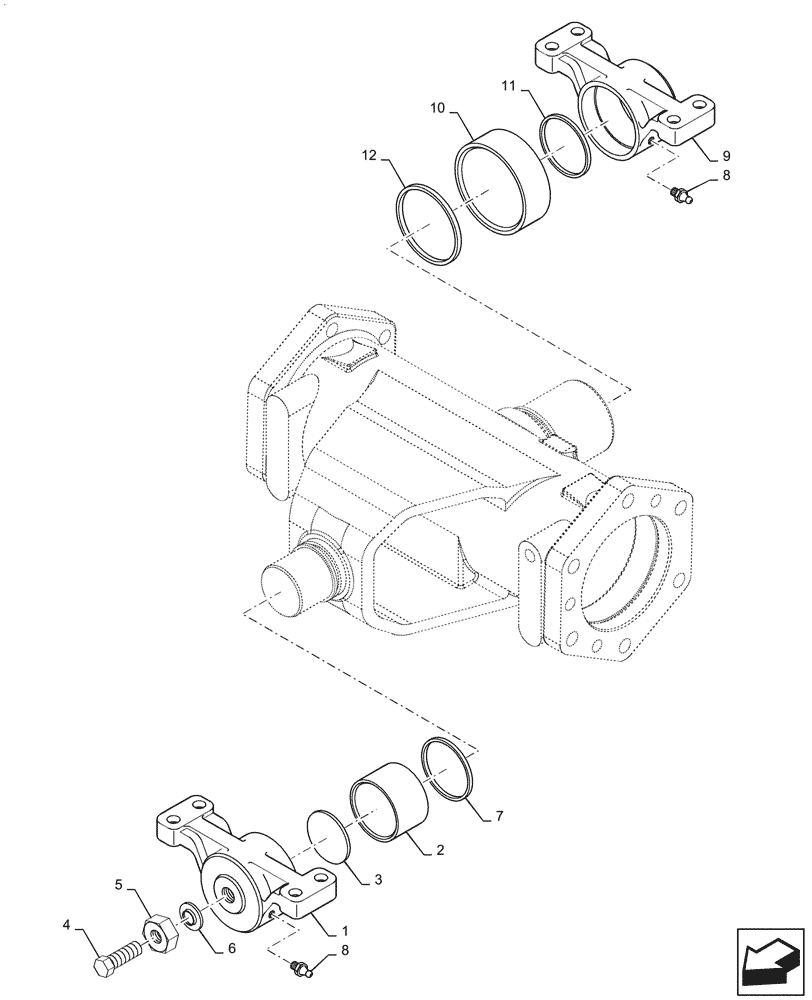 Схема запчастей Case IH FARMALL 55C - (25.100.AV) - HOUSING, FRONT AXLE (25) - FRONT AXLE SYSTEM