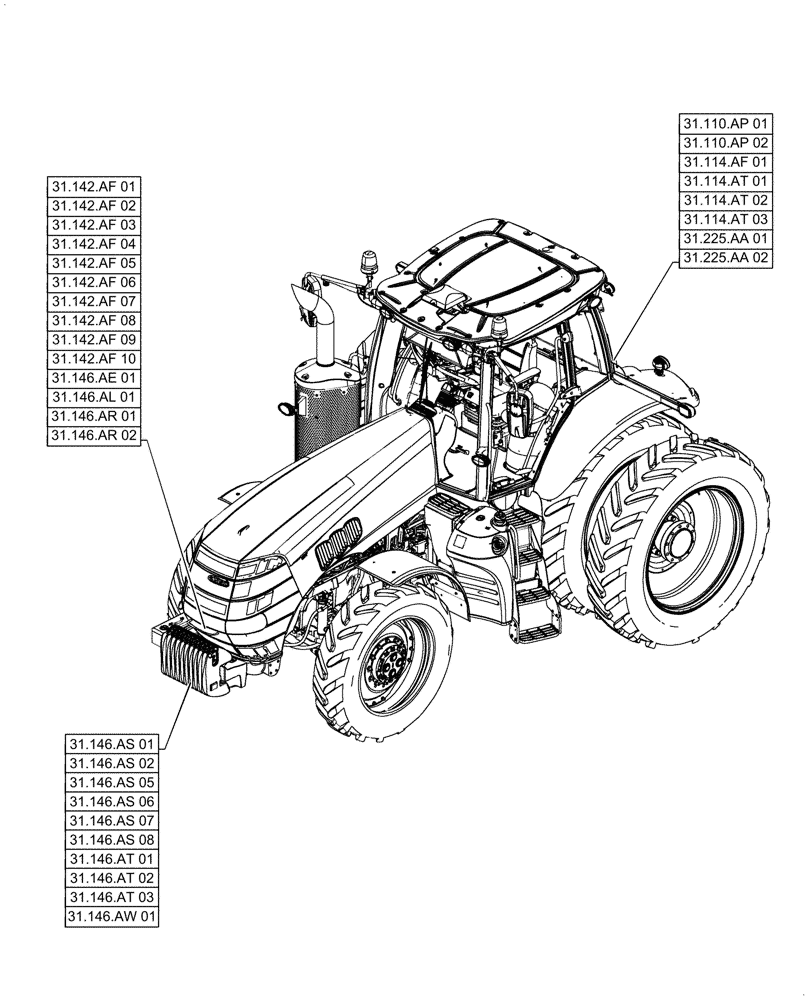 Схема запчастей Case IH MAGNUM 3154 - (31.000.00) - SECTION INDEX - IMPLEMENT POWER TAKE OFF (31) - IMPLEMENT POWER TAKE OFF