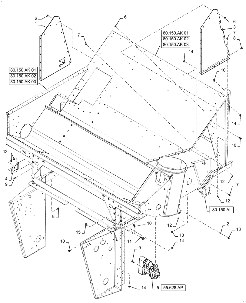 Схема запчастей Case IH 6088 - (80.150.AR) - GRAIN TANK SUPPORT (80) - CROP STORAGE/UNLOADING