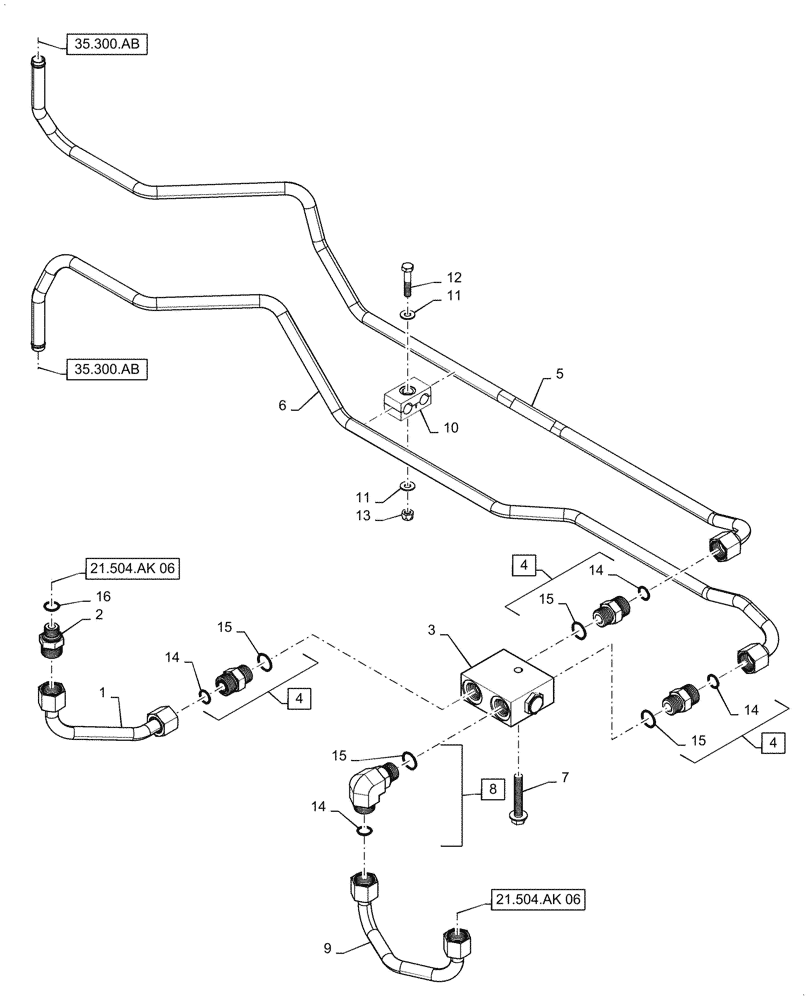 Схема запчастей Case IH FARMALL 45C - (35.300.BC) - HYDRAULIC SYSTEM, OIL COOLER (35) - HYDRAULIC SYSTEMS