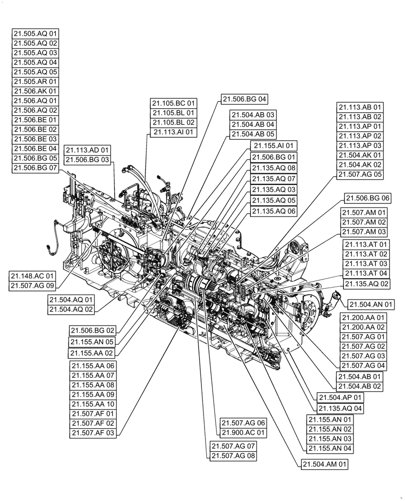 Схема запчастей Case IH MAGNUM 3154 - (21.000.00) - SECTION INDEX - TRANSMISSION (21) - TRANSMISSION