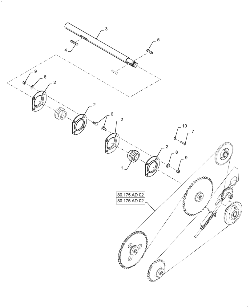 Схема запчастей Case IH 6088 - (80.175.AD[01]) - UNLOADING DRIVE (80) - CROP STORAGE/UNLOADING