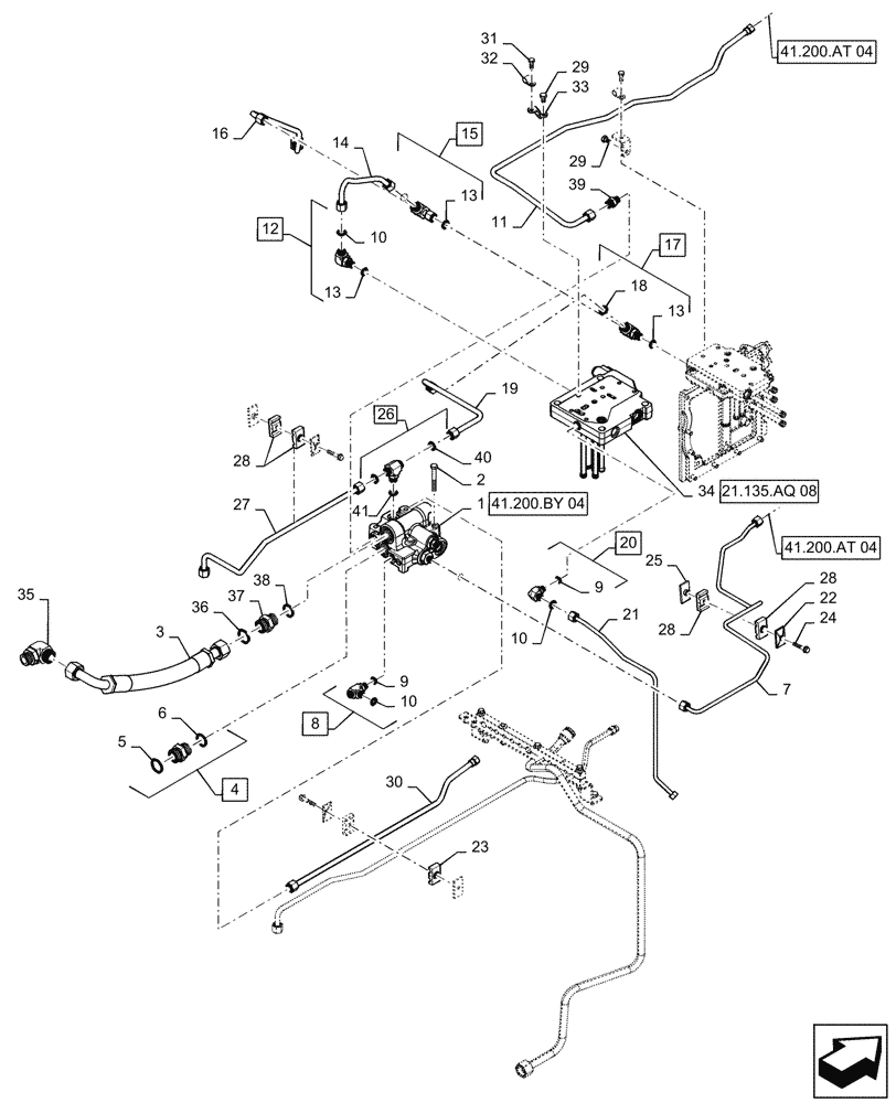 Схема запчастей Case IH MAGNUM 340 - (35.104.AA[07]) - POWERSHIFT - REGULATING SYSTEM (35) - HYDRAULIC SYSTEMS