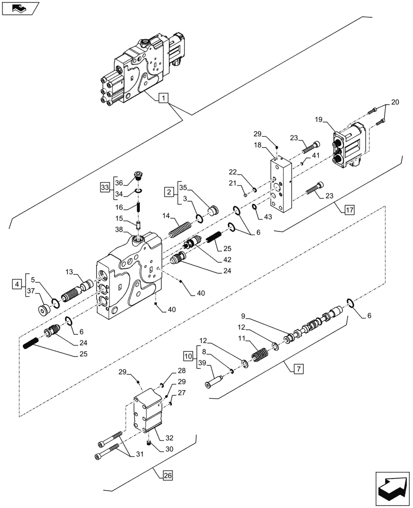 Схема запчастей Case IH PUMA 185 - (35.204.01[04C]) - CONTROL VALVE SECTION, MAIN, COMPONENTS - D7418 (35) - HYDRAULIC SYSTEMS