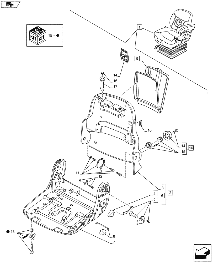 Схема запчастей Case IH MAXXUM 120 - (90.120.AJ[01A]) - DELUXE SEAT WITH MECHANICAL SUSPENSION, BELT AND SWITCH - BREAKDOWN - BEGIN YR 03-OCT-2014 (90) - PLATFORM, CAB, BODYWORK AND DECALS